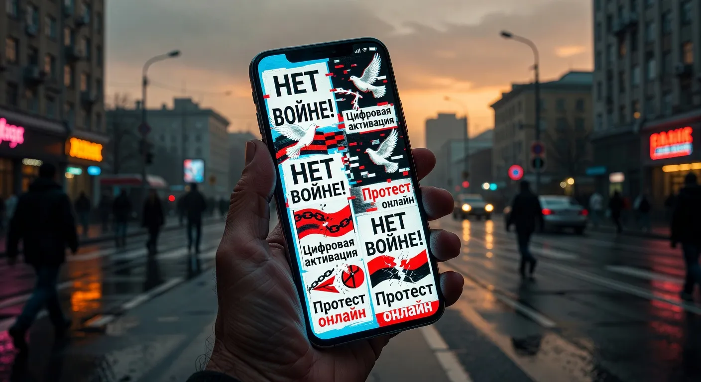 Smartphone avec art contestataire russe sur écran
